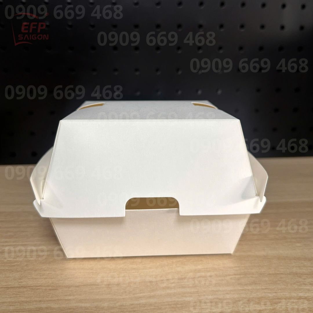 Hộp Giấy Thực Phẩm Có Lỗ Thoáng Khí Hộp Take Away Đựng Hamburger, Bánh Bao, Gà Rán, Khoai Tây Chiên
